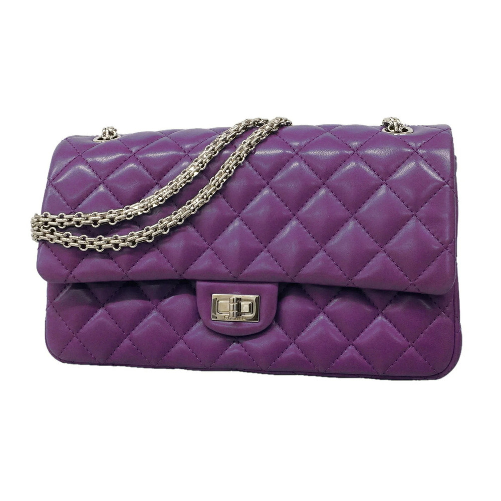 Chanel Shoulder Bag 2.55cm, Double Flap, Chain, Lambskin, Purple, Women's